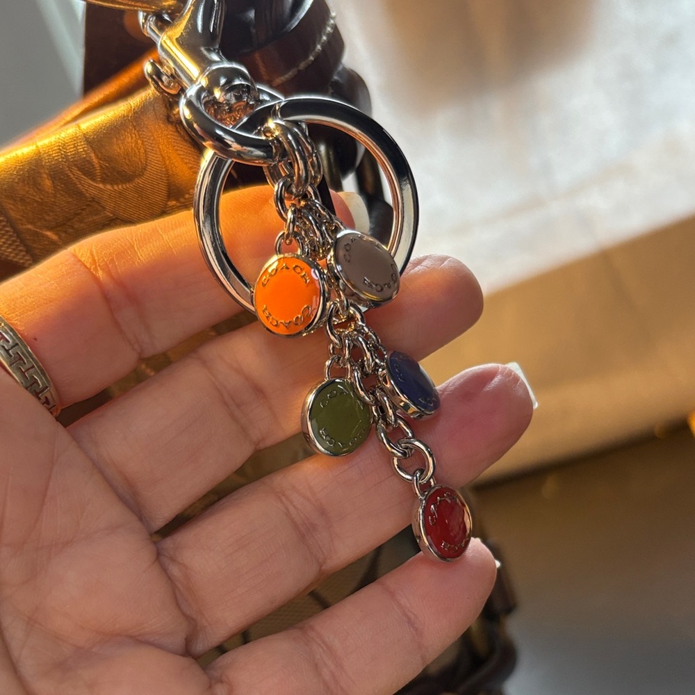 Coach Silver Keychain with Colorful Charms